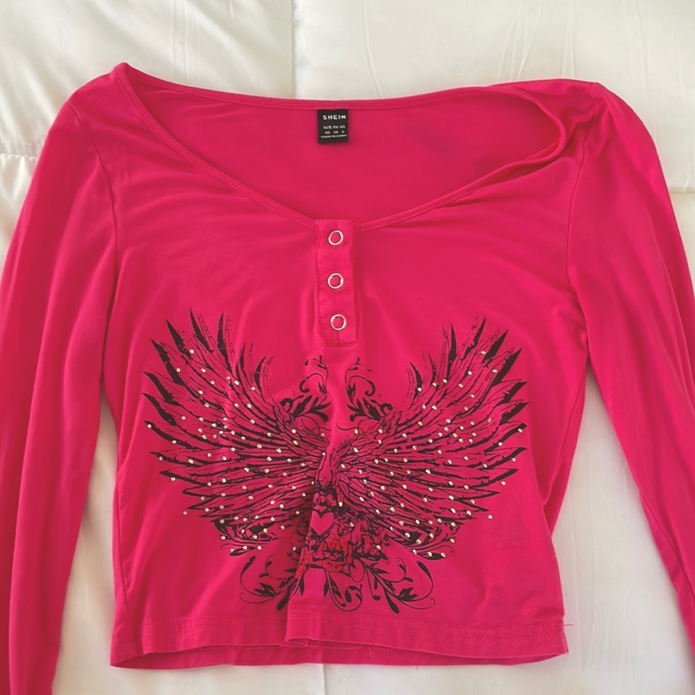 pink rhinestone y2k top